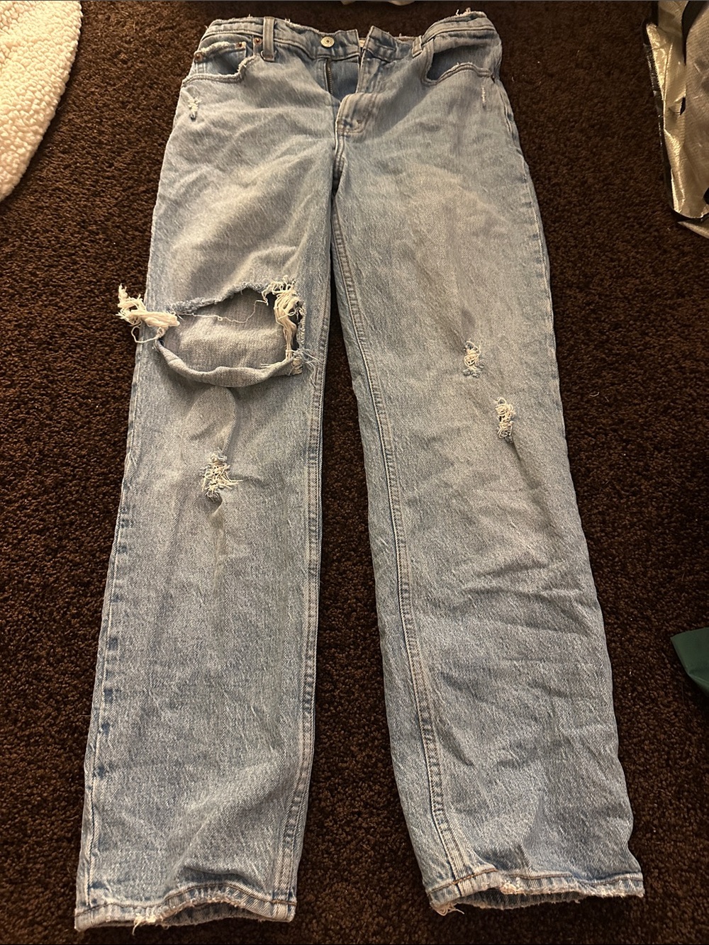 Abercrombie & Fitch Light Blue Distressed Straight Leg Jeans
